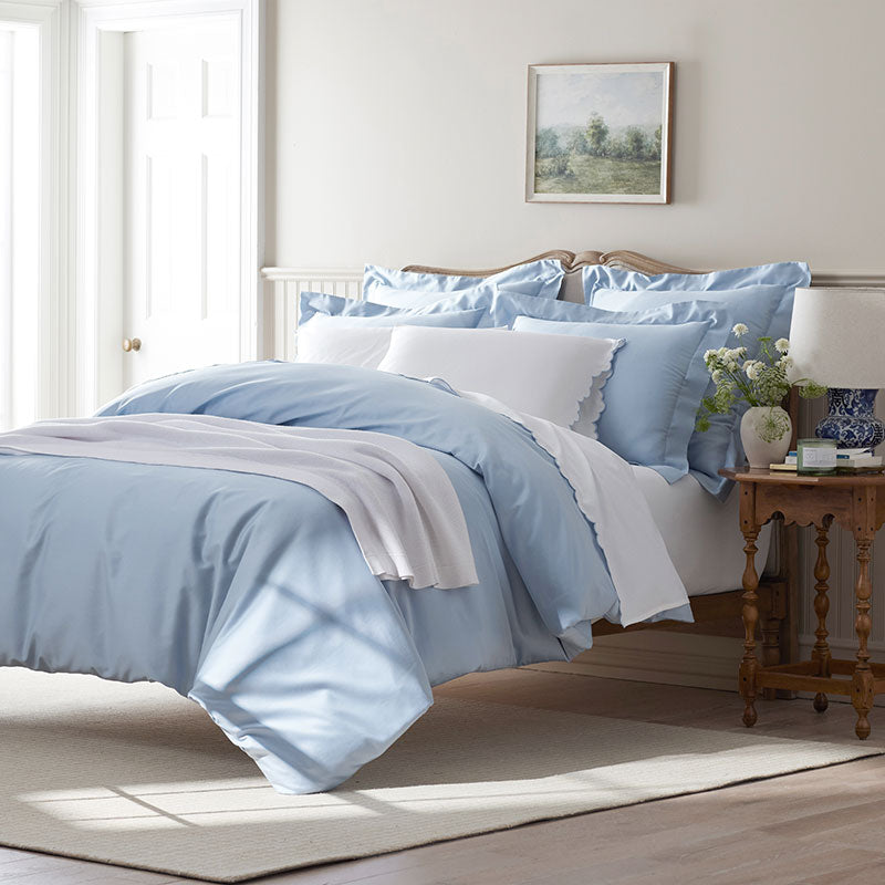 Classic Smooth Sateen Solid Bed Sheet Set - Light Blue, Full