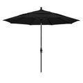 Round Outdoor Patio Umbrella, Fiberglass with Twist Tilt - Bronze Finish, Black, 11'