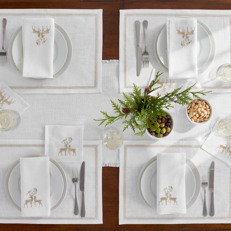 Metallic Cocktail Napkins, Set of 4 - Reindeer