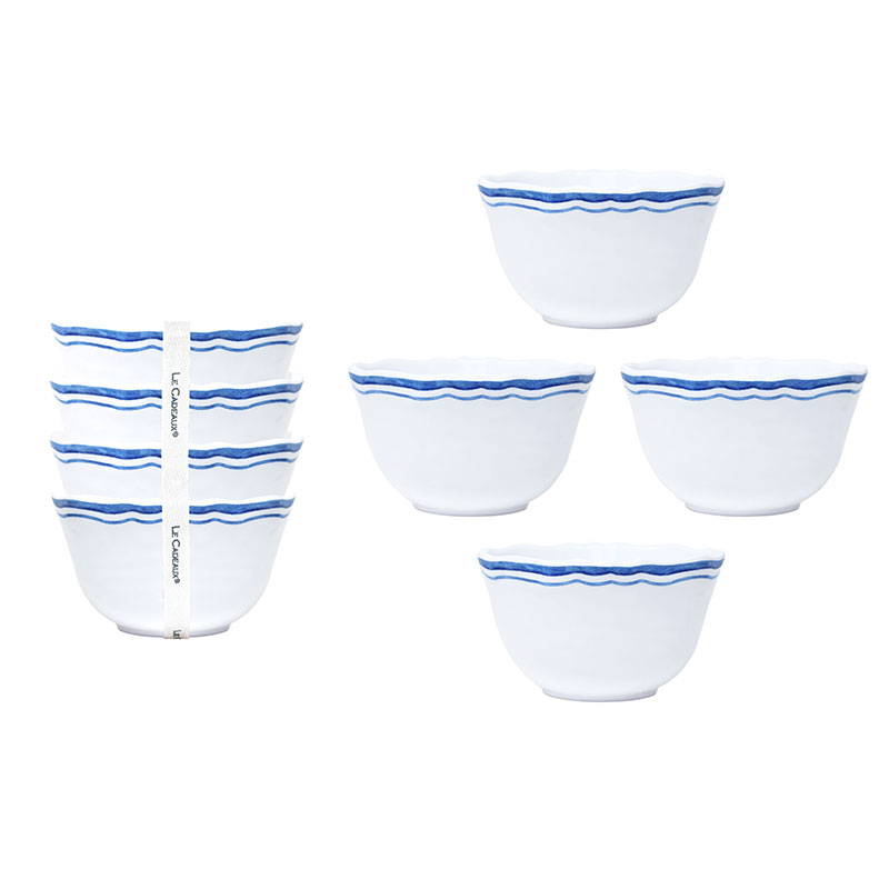Maison Melamine Dip Bowl, Set of 4 - White/Blue