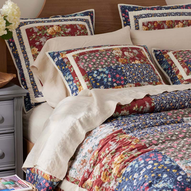Aahana Patchwork Quilted Sham - Navy, King