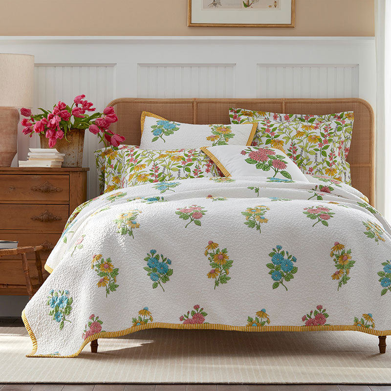 Lily Garden Quilted Sham - White Multi, Standard