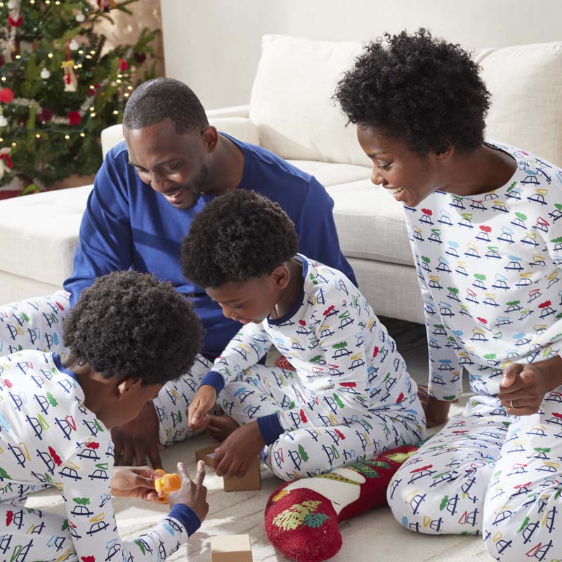 Family Printed Peruvian Cotton Kid's Pajama Set - Tree Ride, 10
