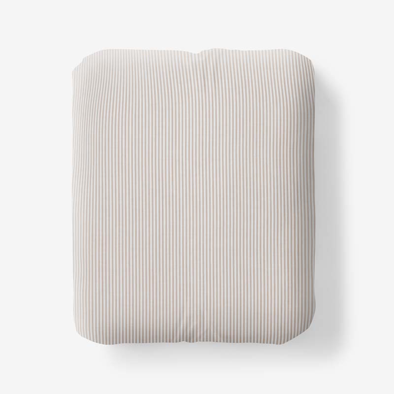 Classic Stripes and Plaids Cool Yarn-Dyed Cotton Percale Fitted Bed Sheet - Stripe Tan, Twin