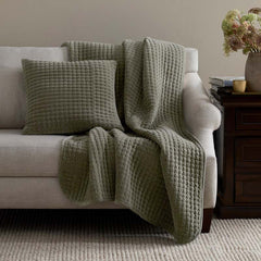 Tufted Stitch Velvet Decorative Lumbar Pillow Cover - Olive Green, 12 in. x 21 in.