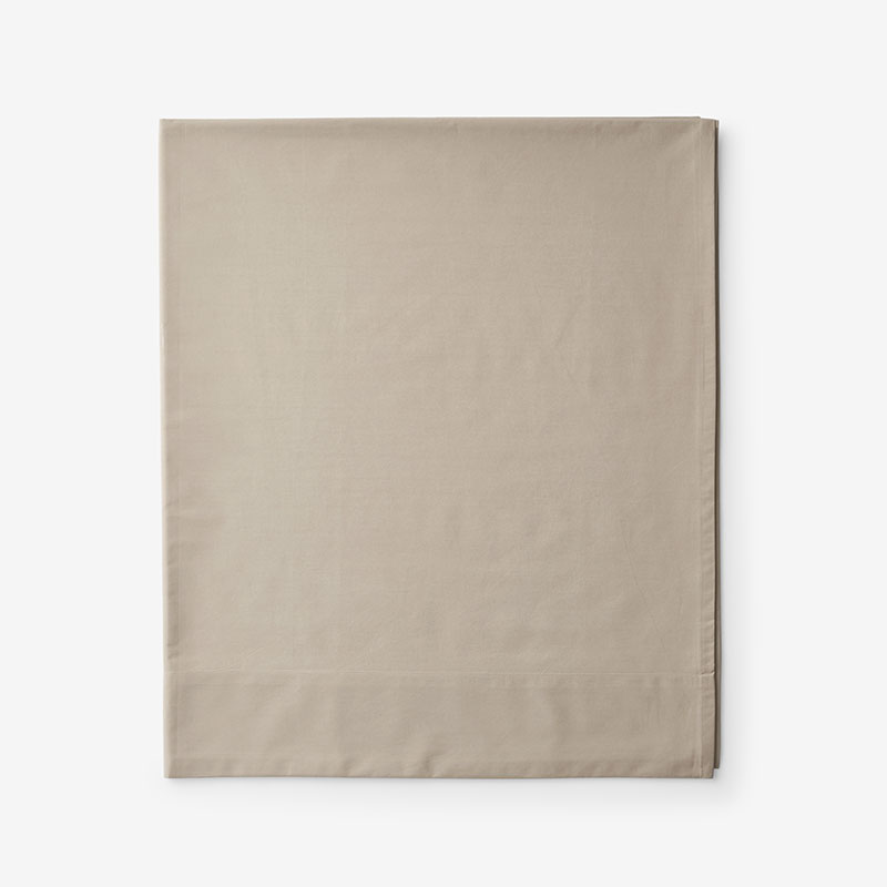 Classic Cool Cotton Percale Flat Bed Sheet - Cocoa, Oversized Queen