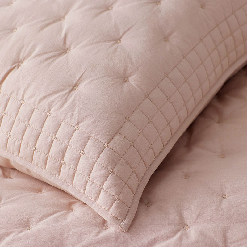 Pintuck Quilted Sham - Faded Rose, Euro