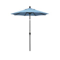 6' Round Outdoor Patio Umbrella, Aluminum with Push Button Tilt - Black Finish, Air Blue