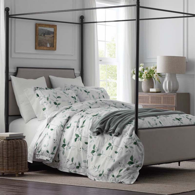 Botanic Meadow Premium Smooth Wrinkle-Free Sateen Bed Sheet Set - Evergreen, Twin