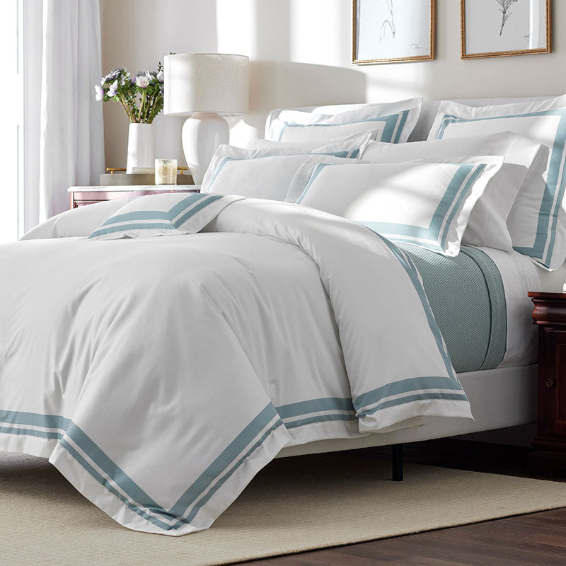 Double Border Premium Smooth Supima® Cotton Wrinkle-Free Sateen Duvet Cover - Cloud, Full/Queen