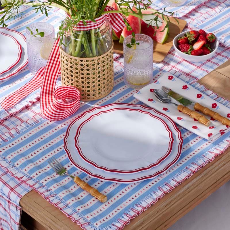 Maison Melamine Salad Plates, Set of 4 - White/Red