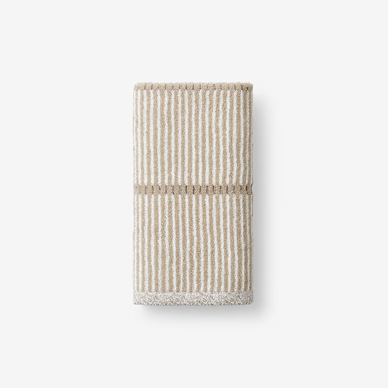 Narrow Stripe Reversible Cotton Hand Towel - Taupe