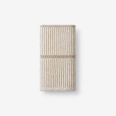 Narrow Stripe Reversible Cotton Hand Towel - Taupe