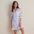 Printed Poplin Women's Nightshirt - Stylish Cats, M