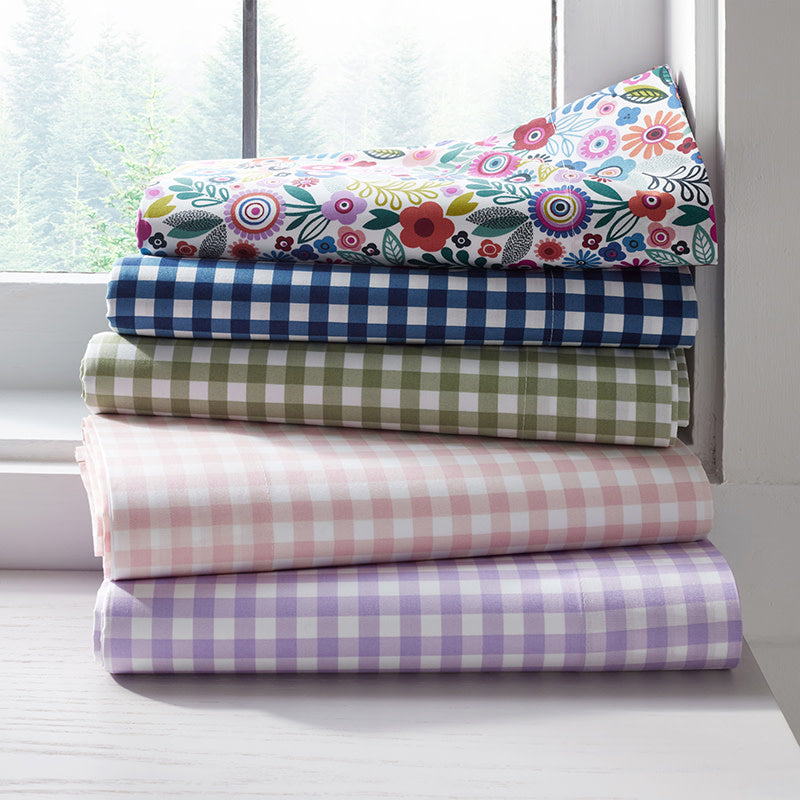 Joyful Mini Flower Classic Cool Organic Cotton Percale Pillowcase Set - White Multi, Standard