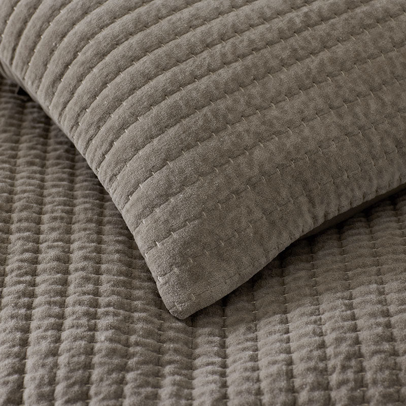 Straight Stitch Velvet Quilted Sham - Mocha, King