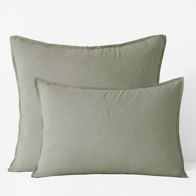 Premium Breathable Washed Linen Solid Sham - Moss Green, Standard