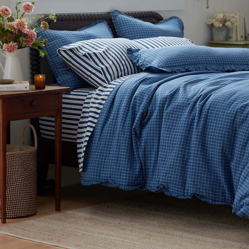 Mini-Prints Garment Washed Cotton Percale Bed Sheet Set - Milos, Queen