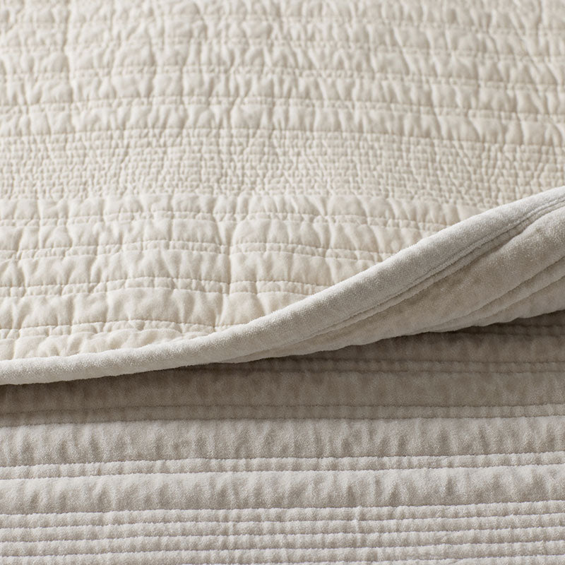 Line Stitch Velvet Quilted Sham - Light Sand, King