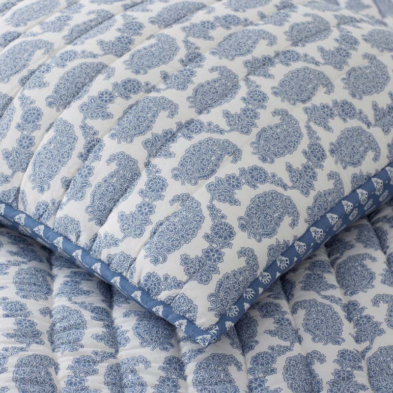 Jiya Reversible Quilted Sham - Blue, King