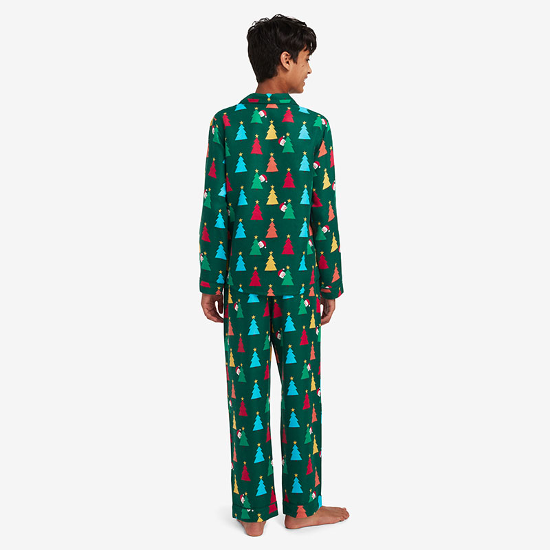 Family Flannel Kid's Button-Down Pajama Set - Peekaboo Santa, 6/7