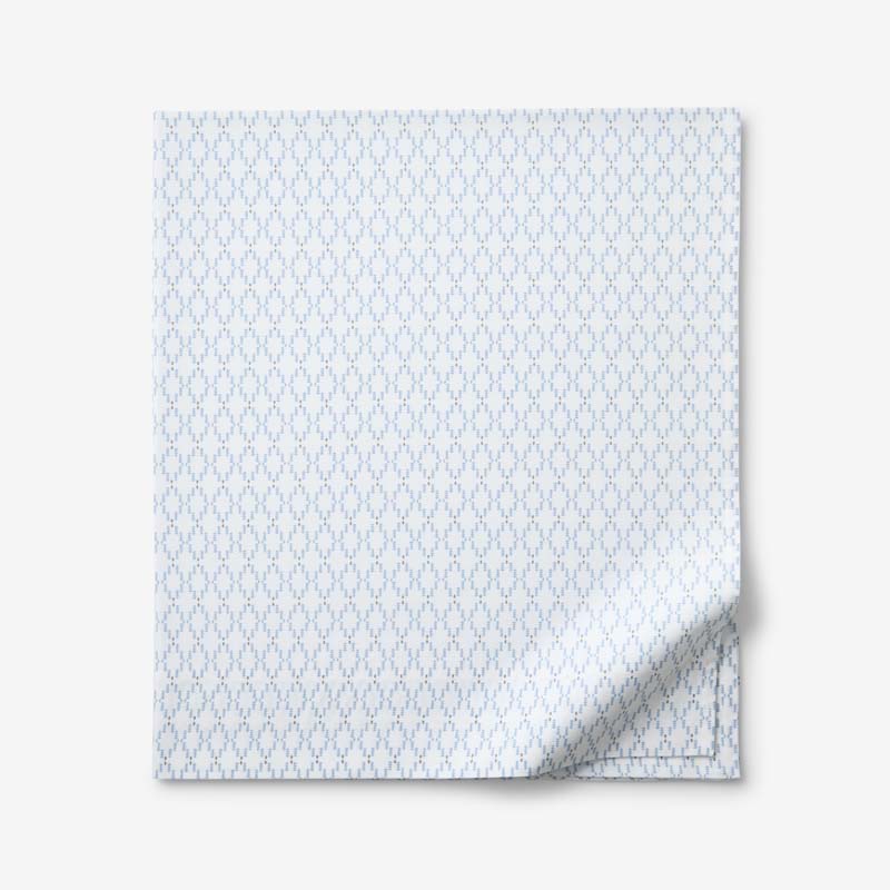 Feliciana Geo Garment Washed Cotton Percale Flat Bed Sheet - Blue Multi, Queen