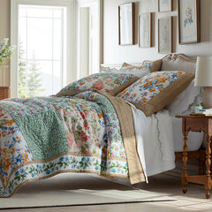 Shoshanna Reversible Patchwork Quilted Sham - Green Multi, King