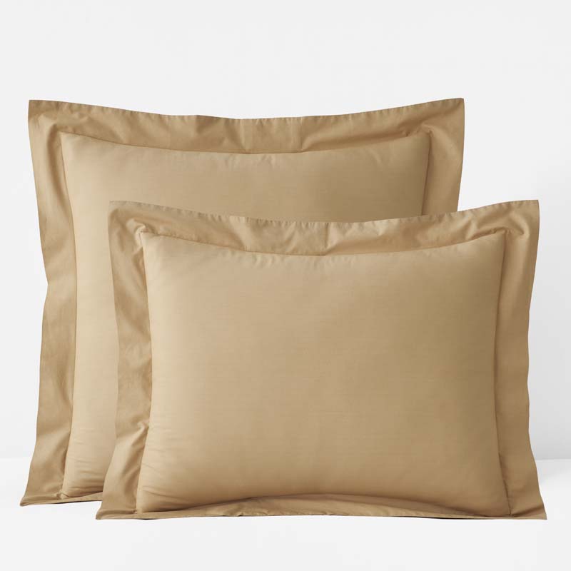 Solid Garment Washed Cotton Percale Sham - Wheat, Euro