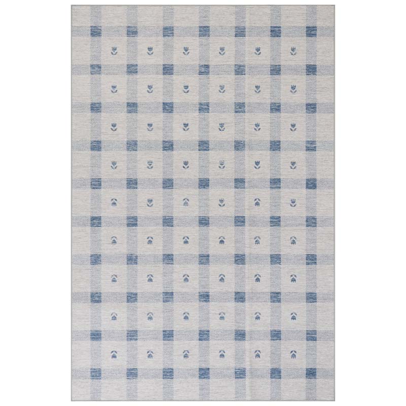 Modern Plaid Washable Rug - Blue, 4' x 6'
