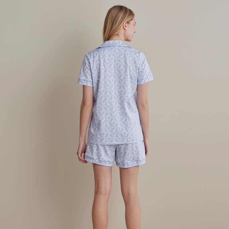 Printed Peruvian Cotton Women's Shorts Set - Bergen Blue, M