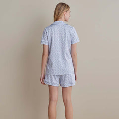 Printed Peruvian Cotton Women's Shorts Set - Bergen Blue, L