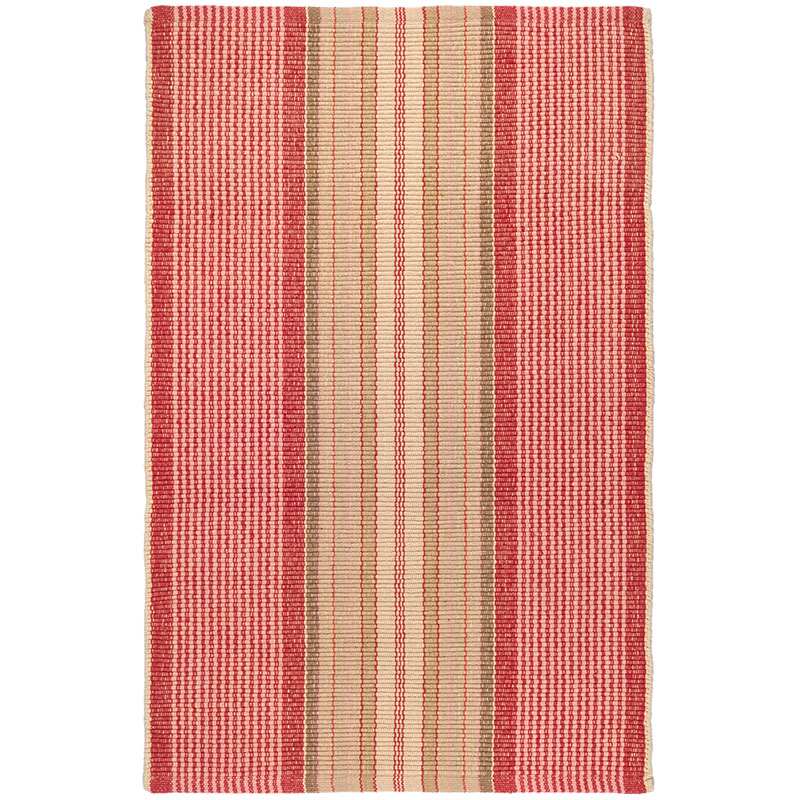 Framboise Handwoven Cotton Rug - Red, 6' x 9'