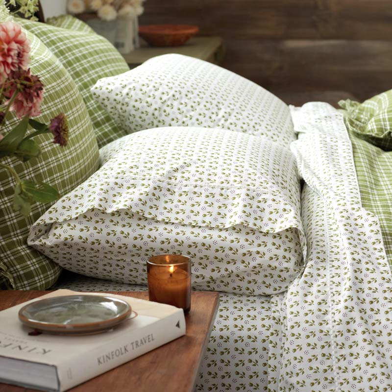 Mini-Prints Garment Washed Cotton Percale Pillowcase Set - Tulips, Standard