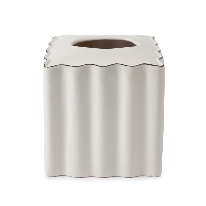 Scallop Tissue Box - Cream and Black