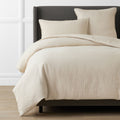 Premium Breathable Washed Linen Solid Duvet Cover - Parchment, Twin/Twin XL