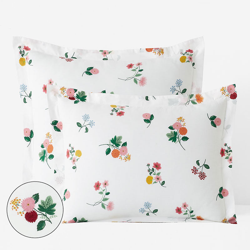 Ditsy Dahlia Classic Cool Cotton Percale Sham - White Multi, Standard