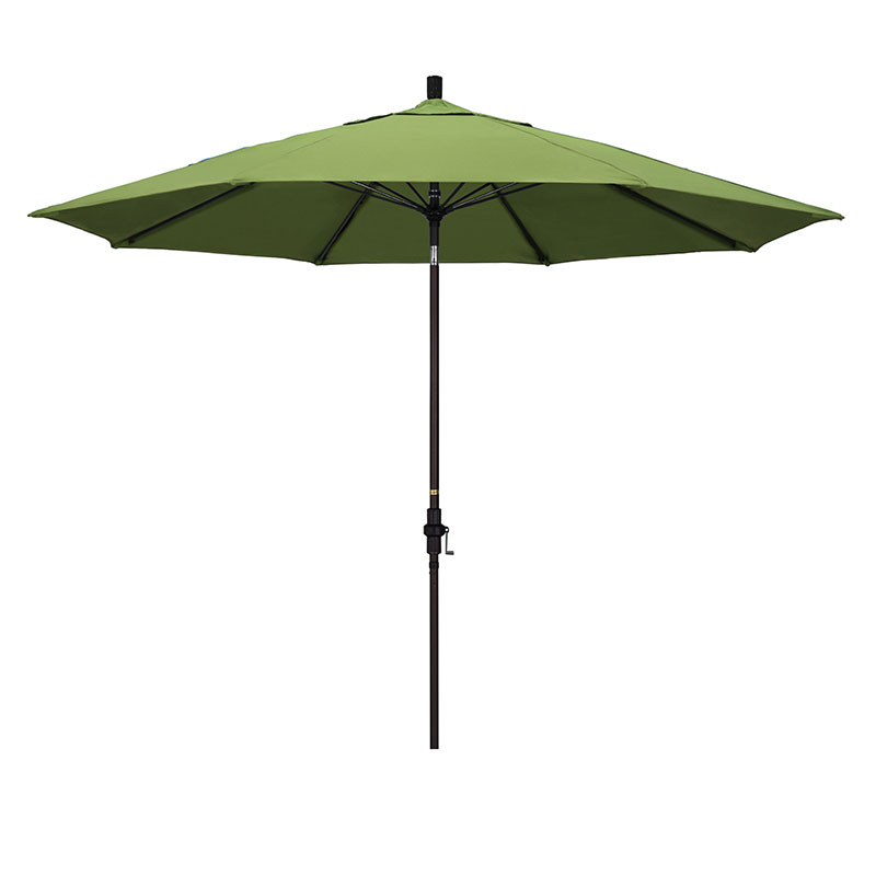 Round Outdoor Patio Umbrella, Fiberglass with Twist Tilt - Black Finish, Ginkgo, 11'