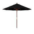 Round Outdoor Patio Umbrella, Wood with Manual Lift - Black, 9'