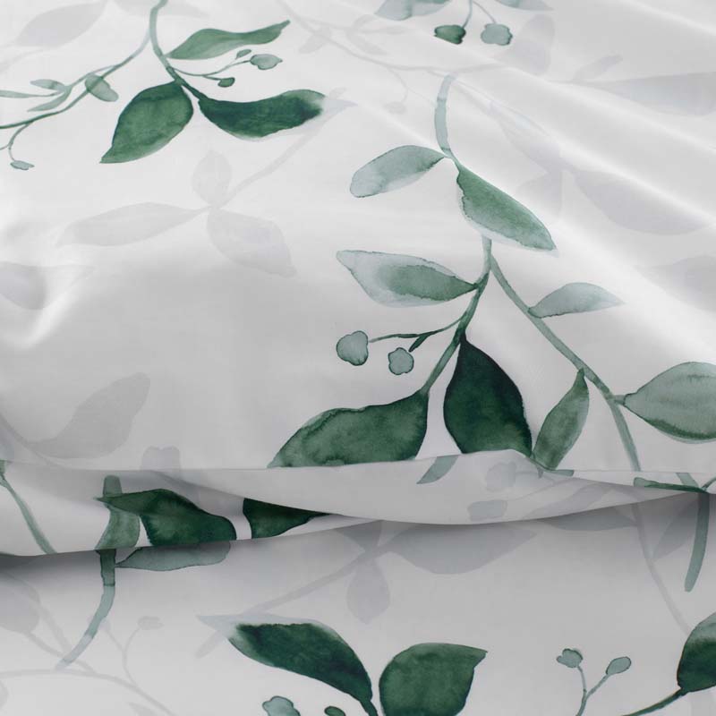 Botanic Meadow Premium Smooth Wrinkle-Free Sateen Duvet Cover - Evergreen, King/Cal. King