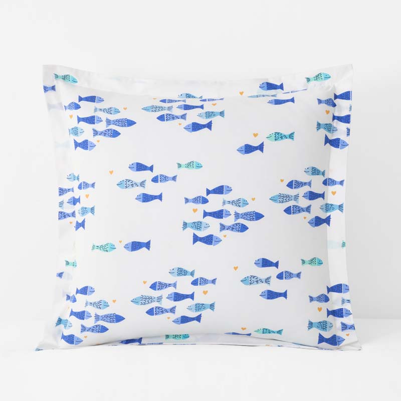 Summer Prints Classic Cool Cotton Percale Sham - Fish Swim, Euro