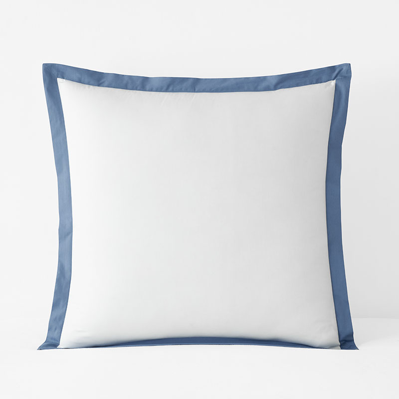Solid Border Classic Cool Cotton Percale Sham - Slate Blue, Euro