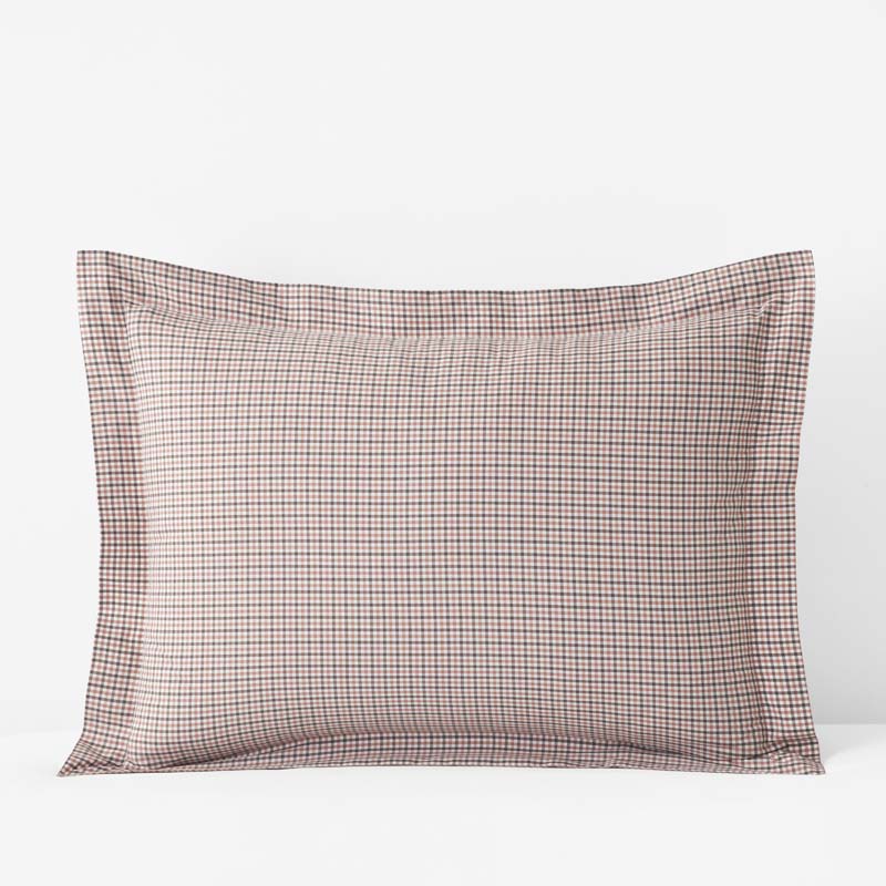 Classic Stripes and Plaids Cool Yarn-Dyed Cotton Percale Sham - Mini Check Brown, Standard