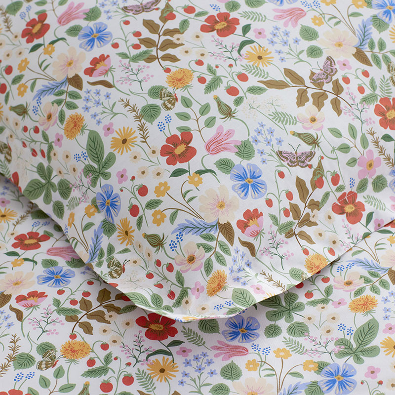 Strawberry Fields Classic Cool Cotton Percale Sham - White Multi, King