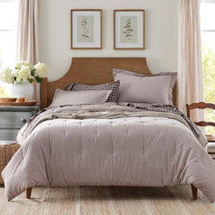 Classic Stripes and Plaids Cool Yarn-Dyed Cotton Percale Comforter - Mini Check Brown, Full/Queen