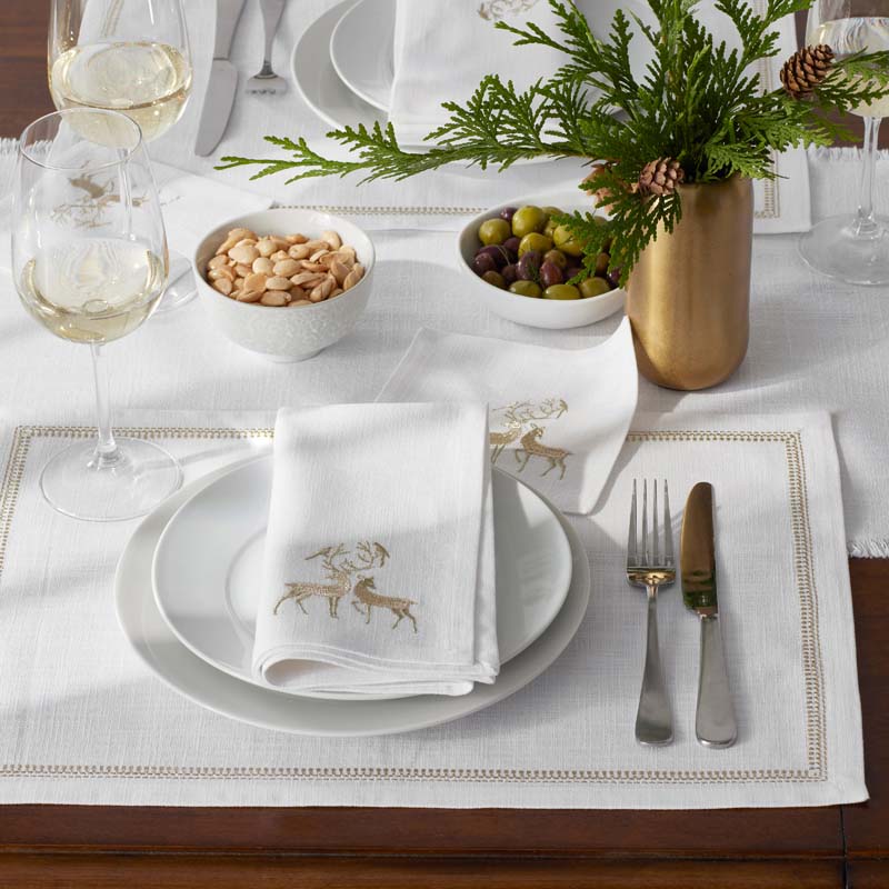 Metallic Cocktail Napkins, Set of 4 - Reindeer