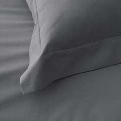 Premium Cool Supima® Cotton Percale Fitted Bed Sheet - Pewter, Queen