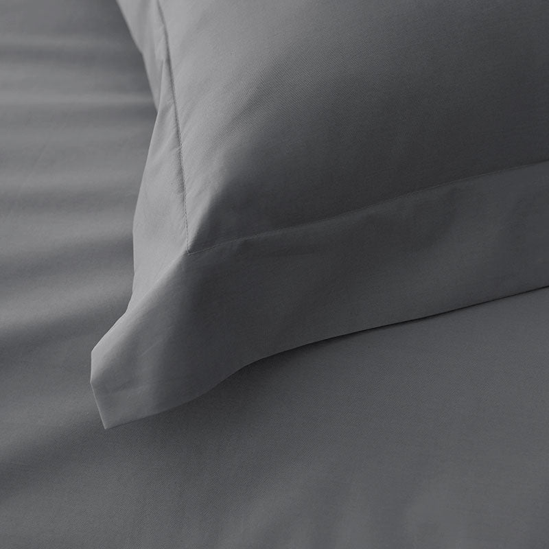 Premium Cool Supima® Cotton Percale Deep Pocket Flat Bed Sheet - Pewter, Cal King
