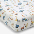 City Builders Classic Cool Organic Cotton Percale Fitted Crib Sheet - White Multi