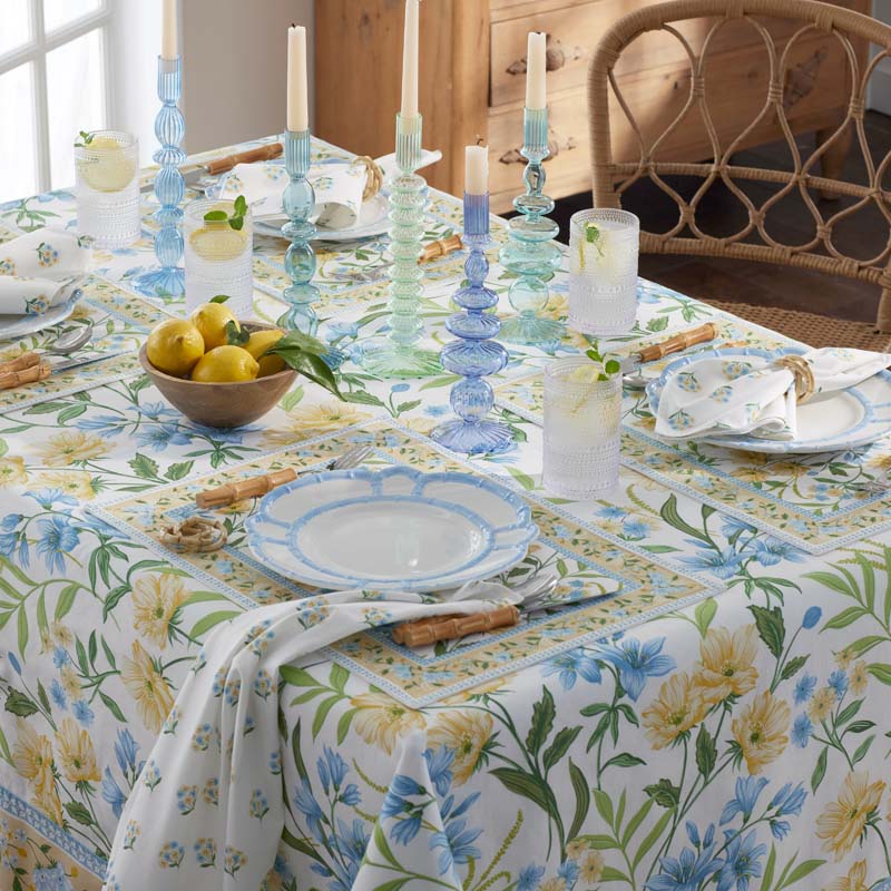 Garden Floral Cotton Napkins, Set of 4 - Gardenia Mist