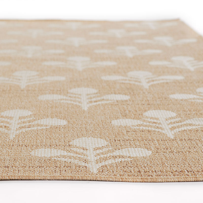 Floral Outdoor Rug -  Beige, 6' 6" x 9'